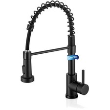 Modern Matte Black Kitchen Faucet - Adjustable Pull Down Sprayer for RVs Homes