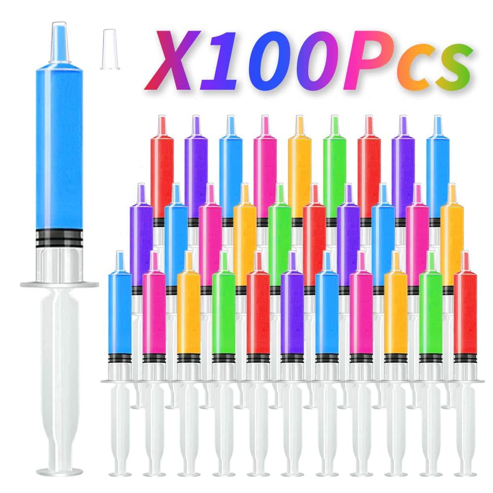 Jello Shot Syringes 100 Pack with Tip Cap for Adults Kids, 10Ml Party Liquid Syr