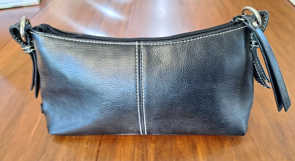 Bolso de hombro de cuero negro Nine West con correa de asa Bolso de mano pequeño Foto 3 de 4