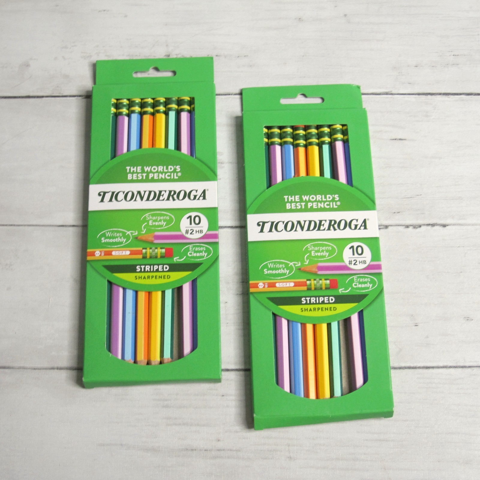 Ticonderoga #2 Soft Pencils 10 Wooden Pre Sharpened Lot of 2 Boxed Sets