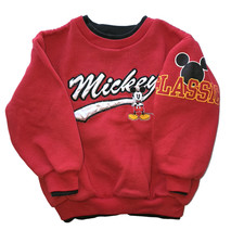 Vintage 90s Disney Mickey  Co Red Sweatshirt Youth XS 4/5 Embroidered Pullover