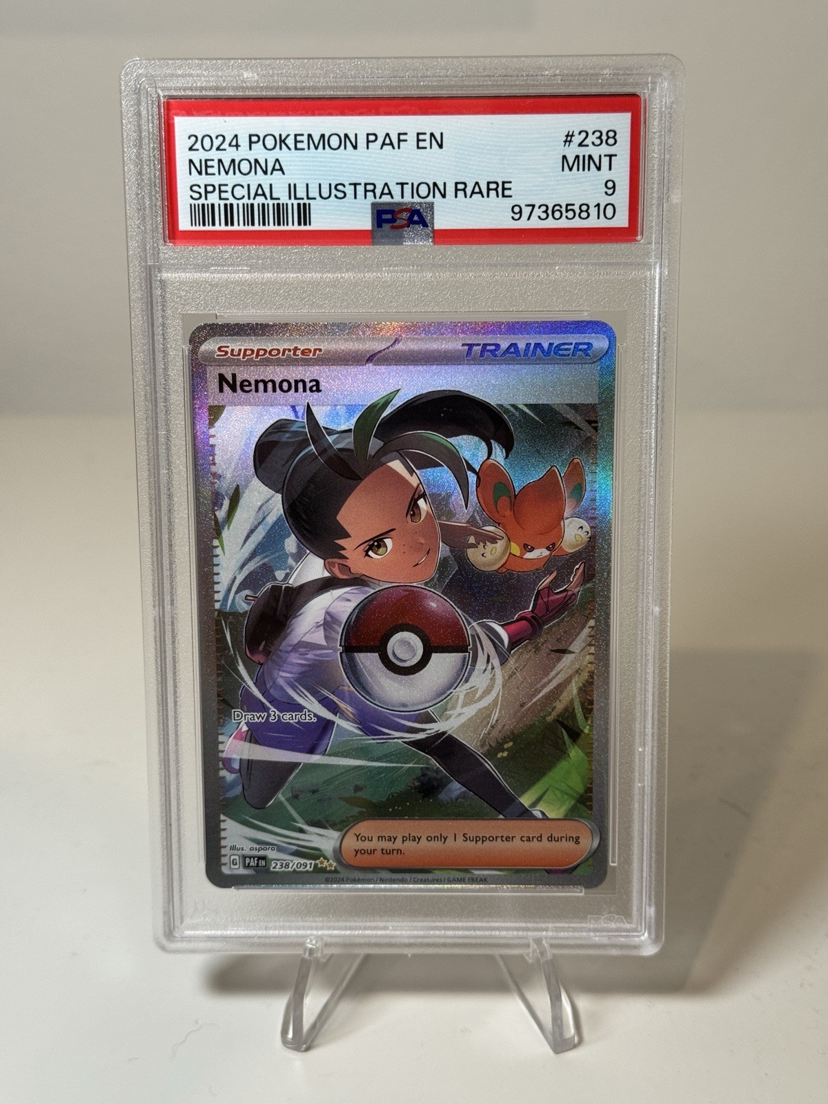 2024 POKEMON PAF EN-PALDEAN FATES SPECIAL ILLUSTRATION RARE #238 NEMONA PSA 9