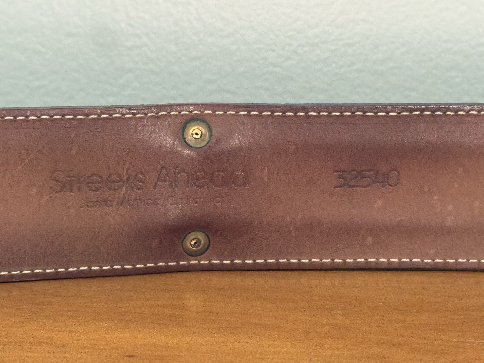 VTG Streets Ahead Gold Metal Mesh Chainmail Black Leather Belt Santa Monica CA