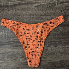 Pink By Victoria  s Secret Medium Orange Halloween Cotton Seamless Thong Panties