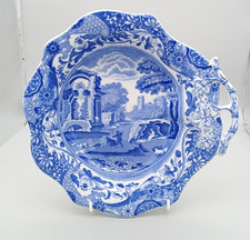 Antique Spode Italian - Shaped Shallow Bowl With Vine Leaf Handle (please read)