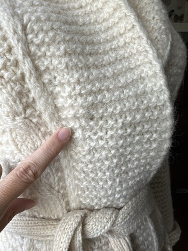 1970's Vintage Wool Hand Knitted Aran & Cable Belted Cardigan - Picture 9 of 9