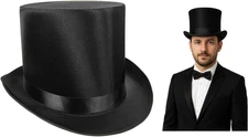 Nicky Bigs Novelties Tall Black Top Hat for Men, Magician Top Hats for Men, Stea