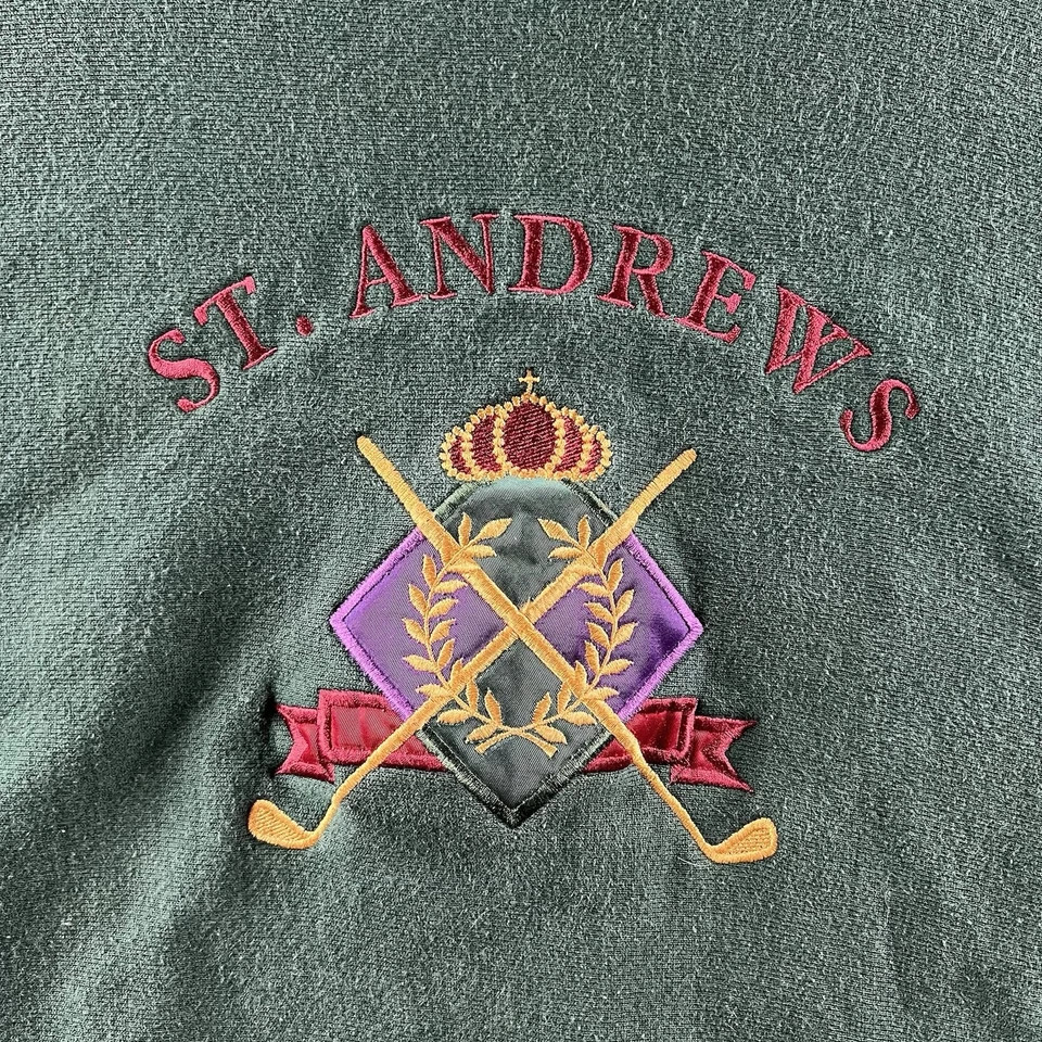 Sudadera de Golf St Andrews De Colección Para Hombre Grande Verde Bordada 90d Hecha en EE. UU. Foto 3 de 4