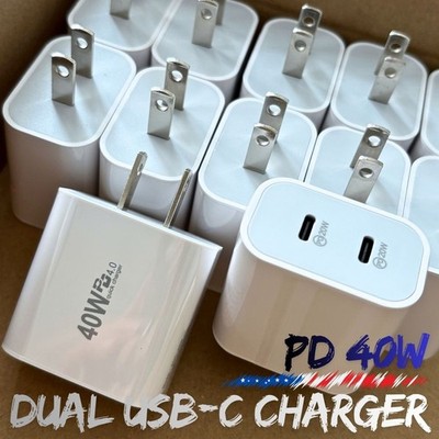 PD4.0 Wall Charger 40W USB C Charger Fast Charging Block Dual Type C Adapter Lot