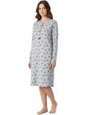 Camicia da Notte Donna 100% Caldo Cotone Interlock Invernale PS22040 con Bottoni