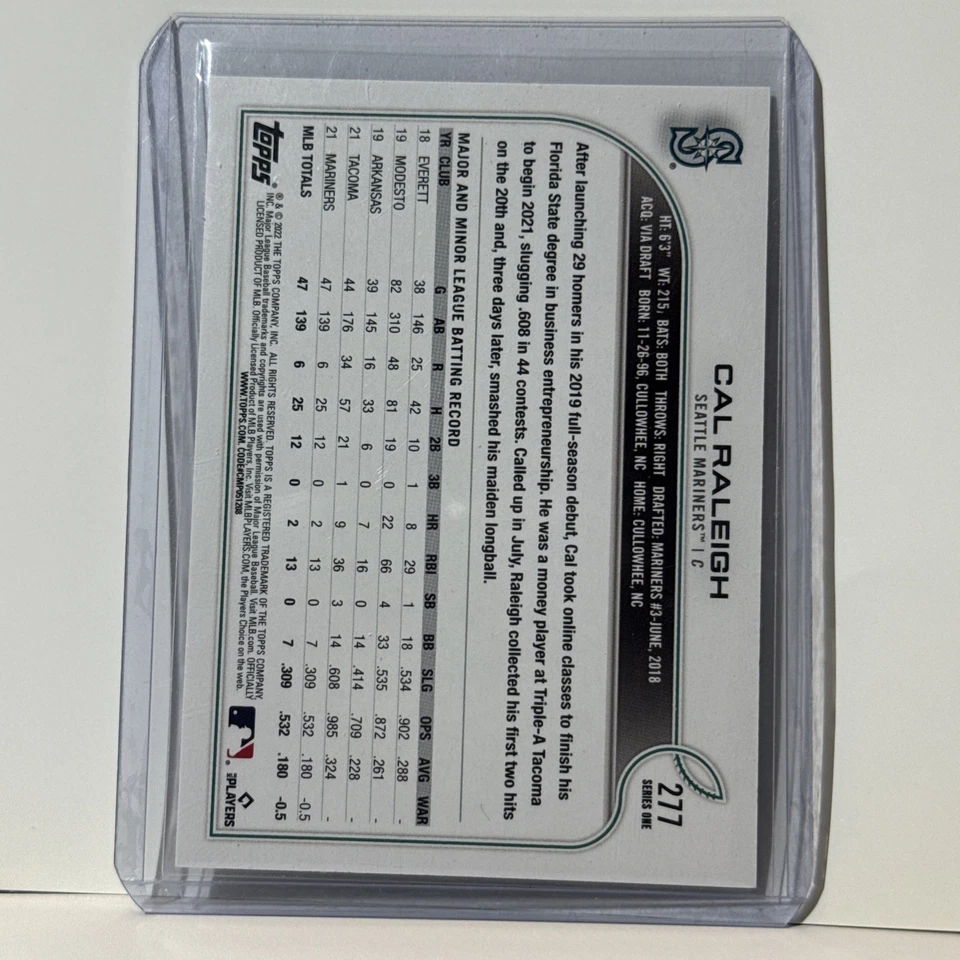 Cal Raleigh 2022 Topps GOLD FOIL FIRST EDITION ROOKIE Mariners! SWEET - Image 2 of 2