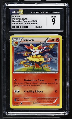 CGC 9 MINT Braixen XY161 Black Star Promo Cosmos Holo Pokemon Card