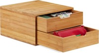 Relaxdays Schubladenbox Bambus Natur 2 EinschüBe 18 X 30 X 31 Cm