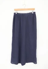 VELVET By Graham & Spencer Cotton Gauze Elastic Waist Skirt Navy S $169 A5 228