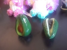 Avocado Salt & Pepper Shakers Vtg a3