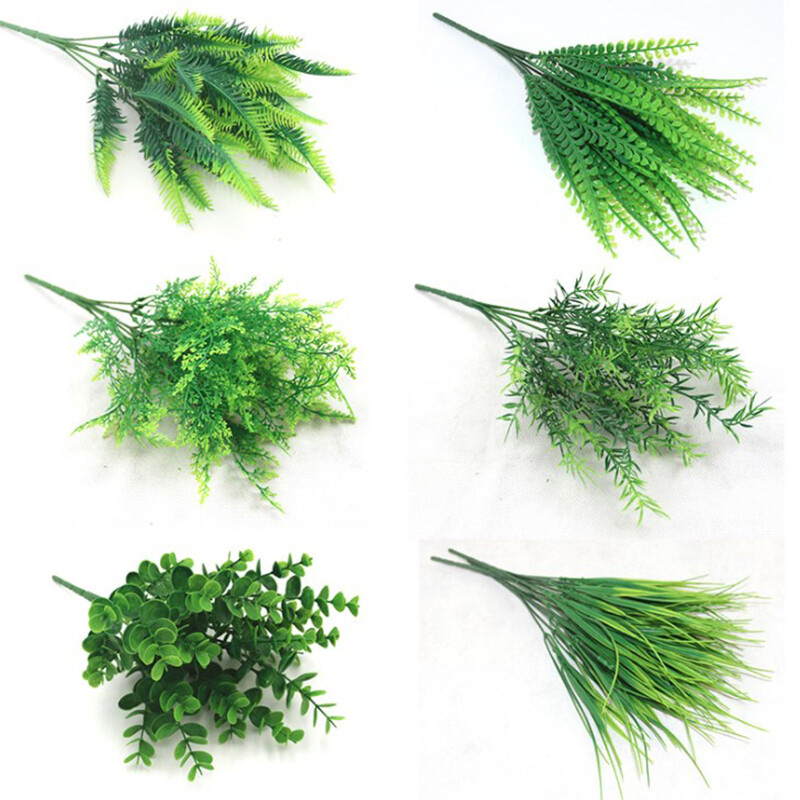 Artificial Plants Fake Leaf Foliage Bush Home Office Garden Wedding Decors m#rb-image