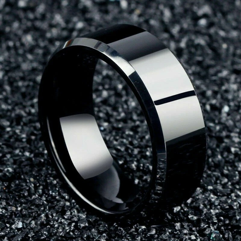 Womens black store titanium rings
