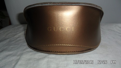 Astuccio portaocchiali GUCCI ORIGINALE donna mod. XL in ecopelle colore  bronzo | eBay