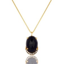 18K Gold Plated 925 Sterling Silver Blue Corundum CZ Pendant Wedding Jewelry