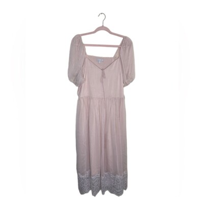 Chelsea 28 Womens NWT Chiffon and Lace Milkmaid Dress in Pink Smoke Size XL Midi