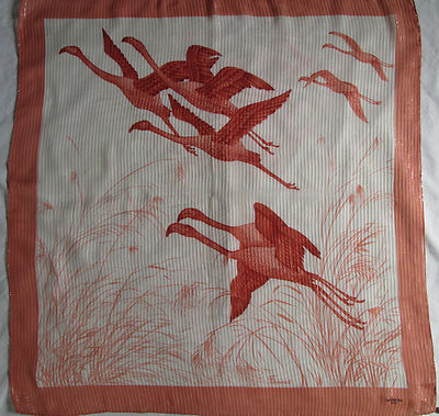 -Tuch BATTISTONI Roma '' FLAMANTS '' 100% Seide Vintage Schal