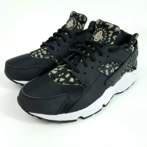 WMNS Nike Air Huarache Leopard Cheetah Animal Safari Print Black Khaki White 5.5