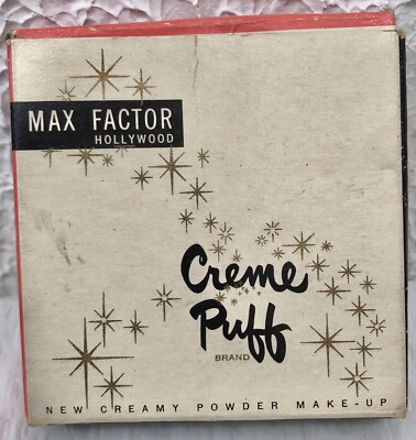 Vintage Max Factor Creme Puff Creamy Powder Make Up BOX ONLY c. 1950 s