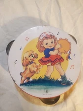 Used Colored Soon Cheng Kid Tambourine Toys Metal Dance Instrument Music 5 1/4"