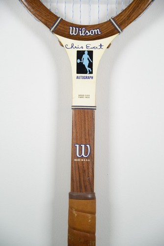Wilson Chris Evert Autograph 4 3/8 Light Wood Tennis Racket with Cover and Brace - Picture 9 of 16