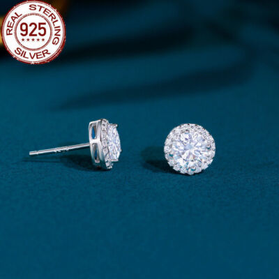 ★ENGBROX★ [silver925] glint cubic earring Sterling Silver 925 Round CZ Crown Stud Earrings Cubic