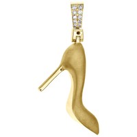 "10K Gelbgold Damen Diamant 3D High Heel Schuh AnhäNger 1,30\" Charm 0,07 Ct."