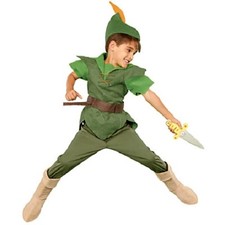PETER PAN DELUXE Costume Hat Shirt Pants Boot Bow Arrows Dagger NWT Disney Store