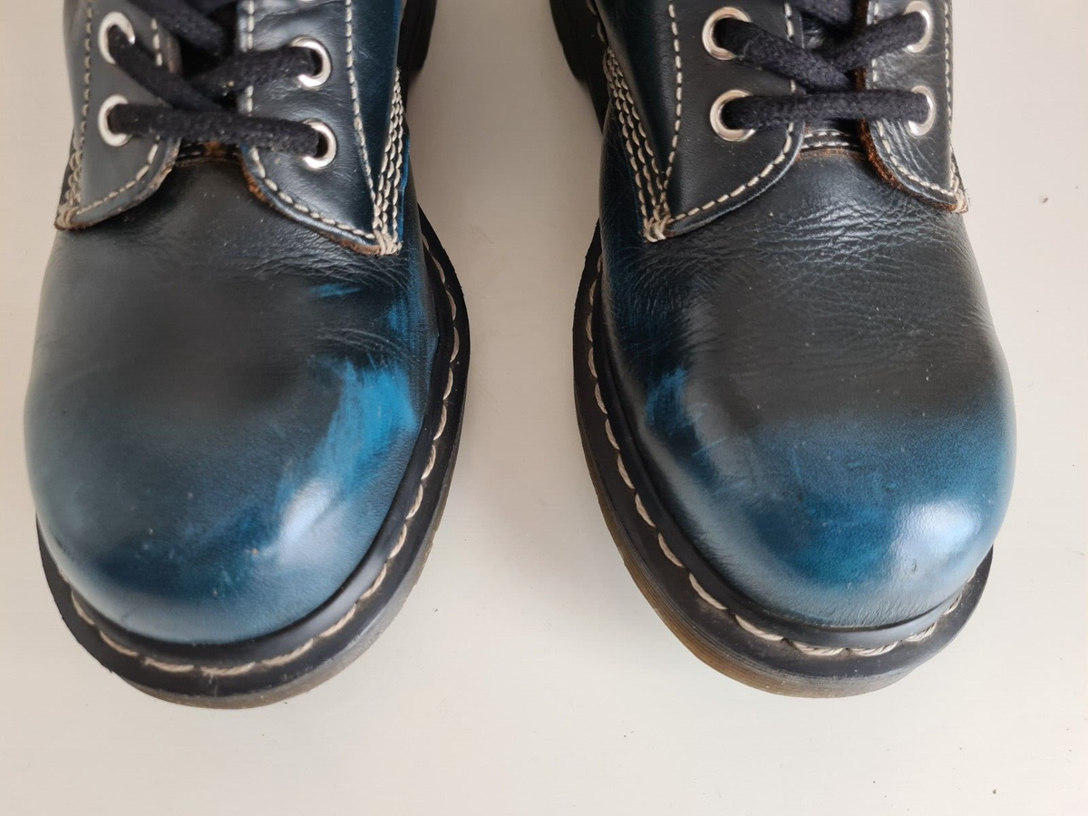 Dr Doc Martens 1490 1919 10 hole metal toe black blue acid Dr Doc Martens 1490 1919 10 hole metal toe black blue acid