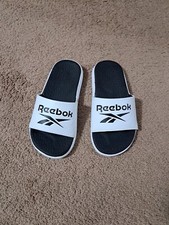 Reebok Boys Girls Slides Sandal Size 2 White Black Flexible Footbed