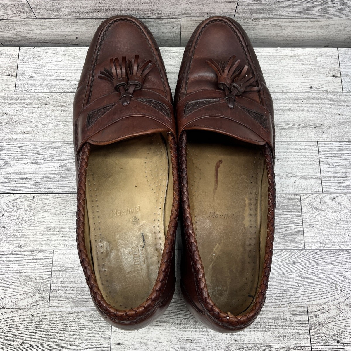 Allen Edmonds Men Handmade Maxfield Brown Tassle Leather Slip On Shoes Size 11 B Allen Edmonds Maxfield Loafers Mens 10 Brown Red Leather  main image 2
