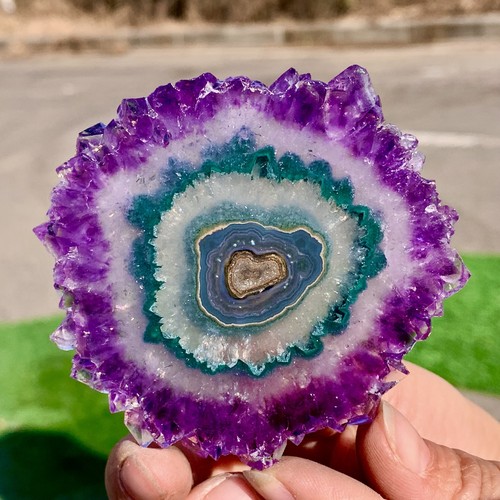 81G Natural Alta Calidad Amatista Ágata Cuarzo Racimo Rebanada Cristal Mineral - Imagen 15 de 24