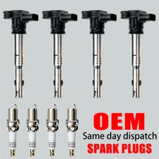 4X OEM Ignition Coil & Spark Plug For Audi A3 A4 A5 A6 TT VW GTI Passat L4 UF575
