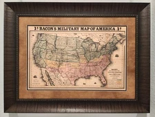 1862 BACON'S MILITARY MAP OF THE UNITED STATES FRAMED