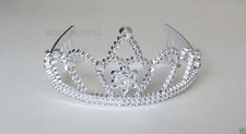 12 Plastic Silver Princess Queen Tiara Crown Comb Costume Birthday Party Favor