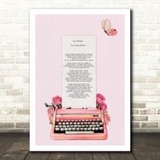 Oh Pretty Woman Baby Pink Typewriter Music Song Lyric Wall Art Print