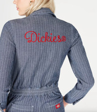 Dickies Women's Herringbone Jumpsuit Blue Size Small