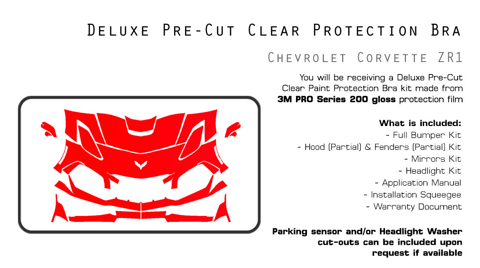 Chevrolet Corvette ZR1 2019 3M PRO Series PreCut Paint Protection Clear Bra PPF
