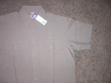 FIRST CLASS tan short sleeve button front uniform shirt Large NEW WITH TAGS NWT