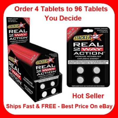 Stacker REAL 2 Way Action 4-96 (Full Box) Tabs - Energy Burn Fat - Weight Loss