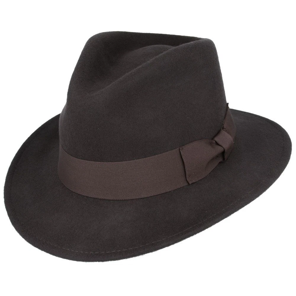 Fedora Hat 100% Wool Felt Crushable Wide Brim Fedora Hat UK Indiana Jones Style