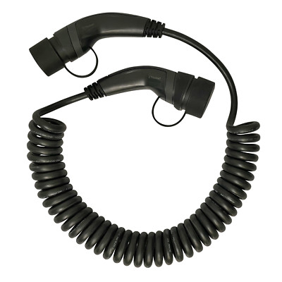 Wallbox Spiralkabel, Ladekabel E-Auto, 11 kW, 4 Meter, Mode 3, Typ 2 Stecker