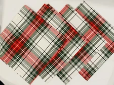 Cloth Dinner Napkins Cotton Holiday Christmas Plaid Set of 4