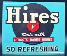 Vintage Hires Root Beer Painted Metal Sign Made Roots Barks Herbs USA BN6 AAA