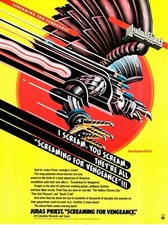 1982 Judas Priest 'Screaming For Vengeance' Release Industry Promo Reprint Ad