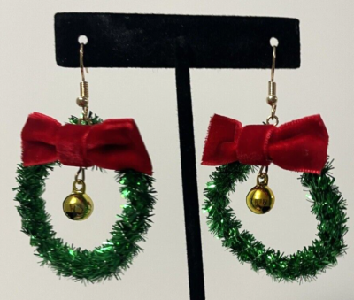 Christmas Wreath Holiday Hoop Earrings